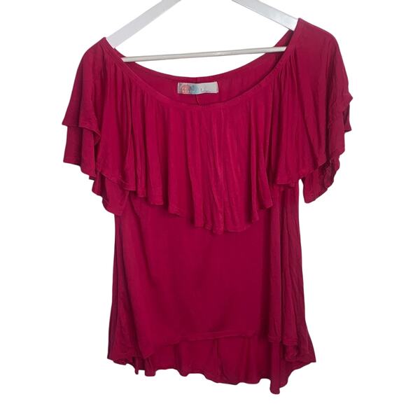 Free People Beach Pretty Lady Off the Shoulder Pink Magenta Top W-490 Sz S - Picture 1 of 6
